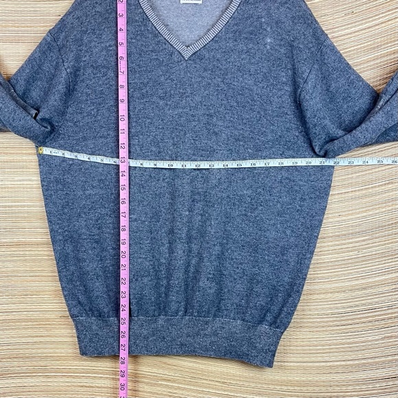 BULLOCK & JONNES 4-Ply Pure Cashmere V-Neck Sweater Pullover In Gray Size XXL - Picture 8 of 9